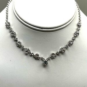 Holiday Sparkle Silver Crystal Station Necklace -Festive Gift for Christmas